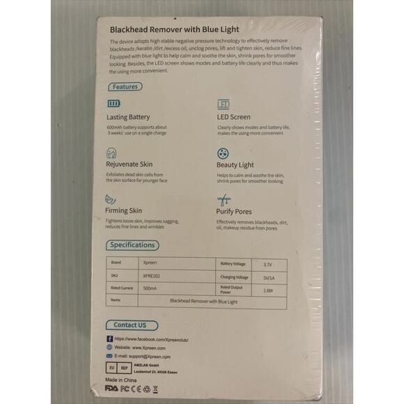 Blackhead Remover with Blue Light Xpreen XPRE202 - New in Shrink Wrap - Picture 3 of 4